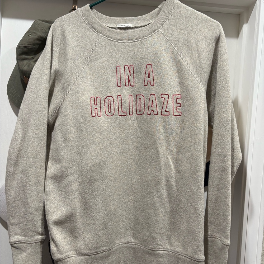 American Eagle Outfitters Light Gray Holiday Sweatshirt